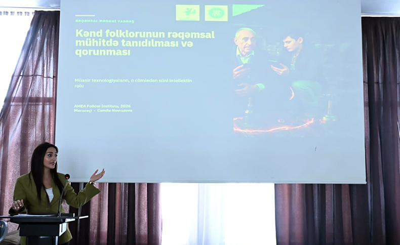 Folklor İnstitutunun əməkdaşı “Kəndə gəl” yay düşərgəsində təqdimatla çıxış edib