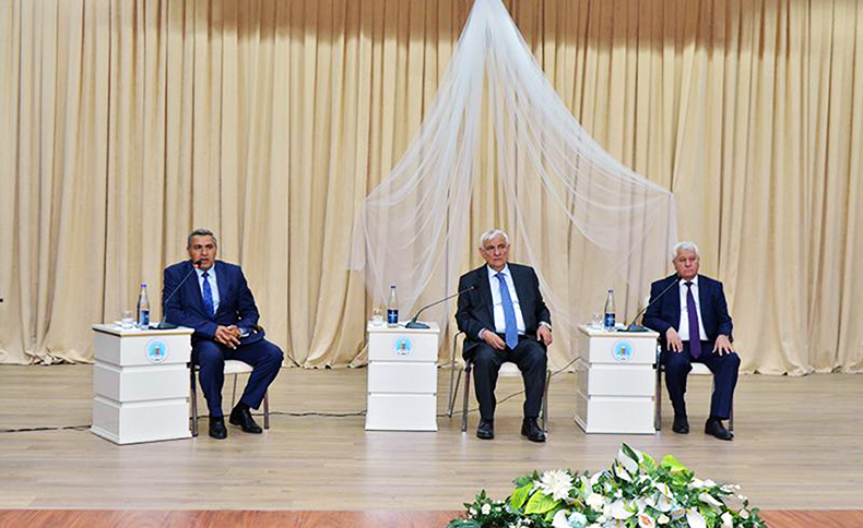 Meeting with academician Mukhtar Kazimoglu-Imanov and academician Kamal Abdulla was held at Nakhchivan State University